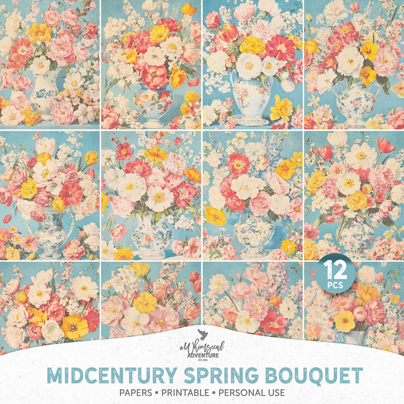 Midcentury Spring Bouqet Papers