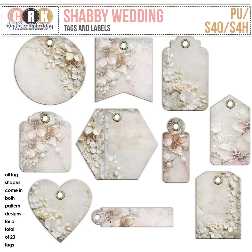 Shabby Wedding - Labels and Tags by CRK