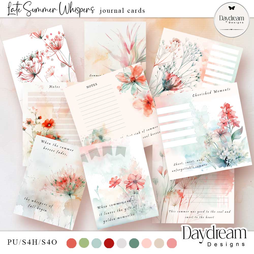 Late Summer Whispers Journal Cards by Daydream Designs   