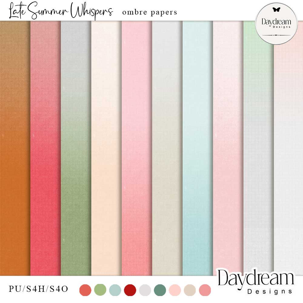 Late Summer Whispers Ombre Papers by Daydream Designs