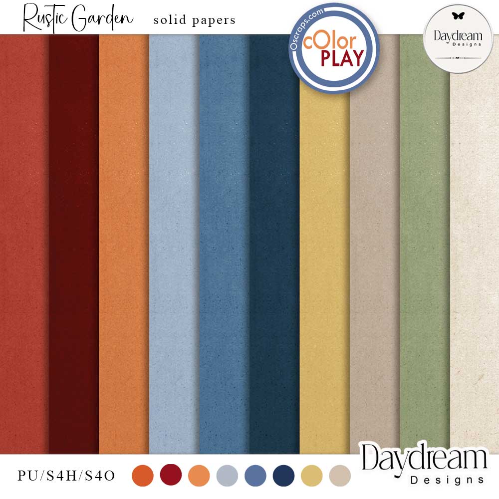 Rustic Garden Solid Papers by Daydream Designs