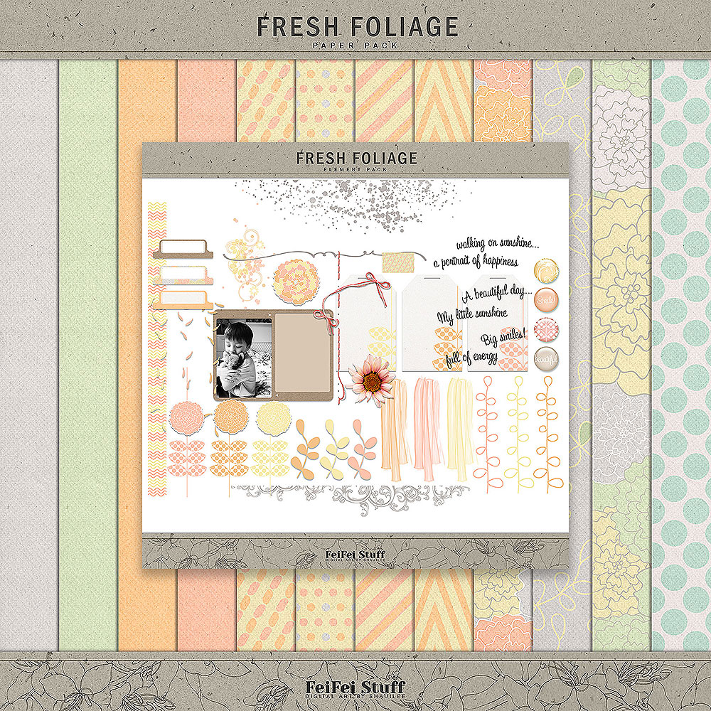 Fresh Foliage Digital Scrapbook Kit by FeiFei Stuff