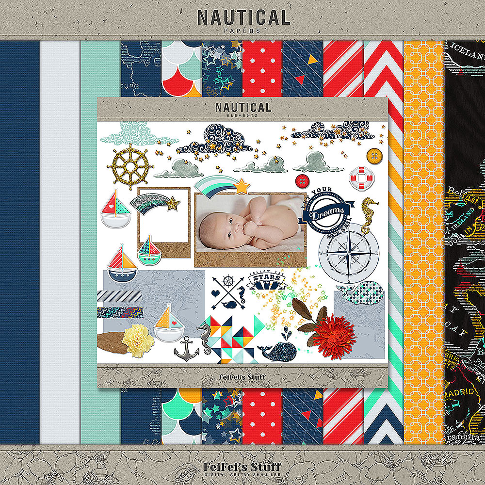 Nautical Digital Scrapbook Kit by FeiFei Stuff