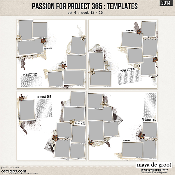 Passion for Project 365 - 2014 Template set 4