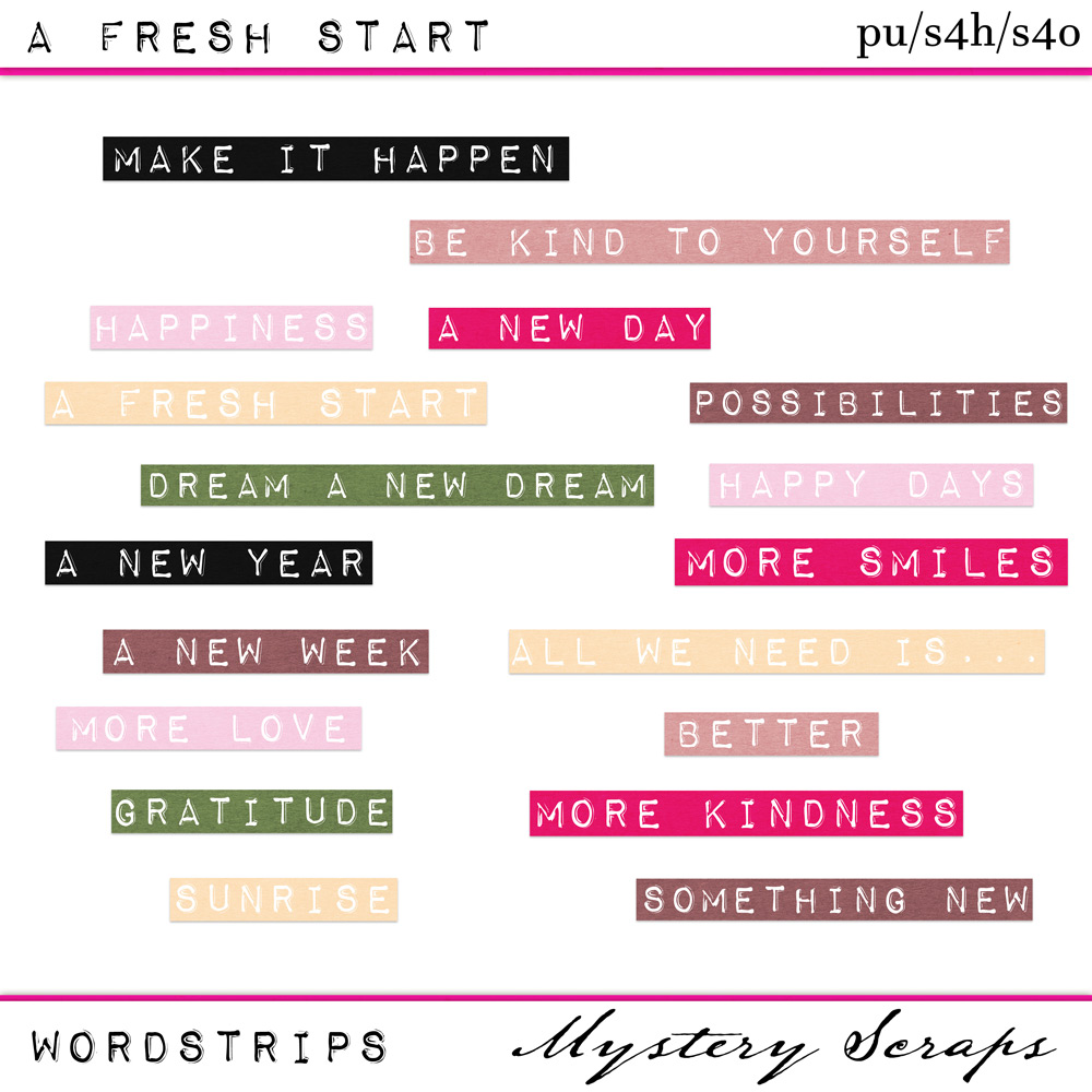 A Fresh Start Wordstrips by Mystery Scraps