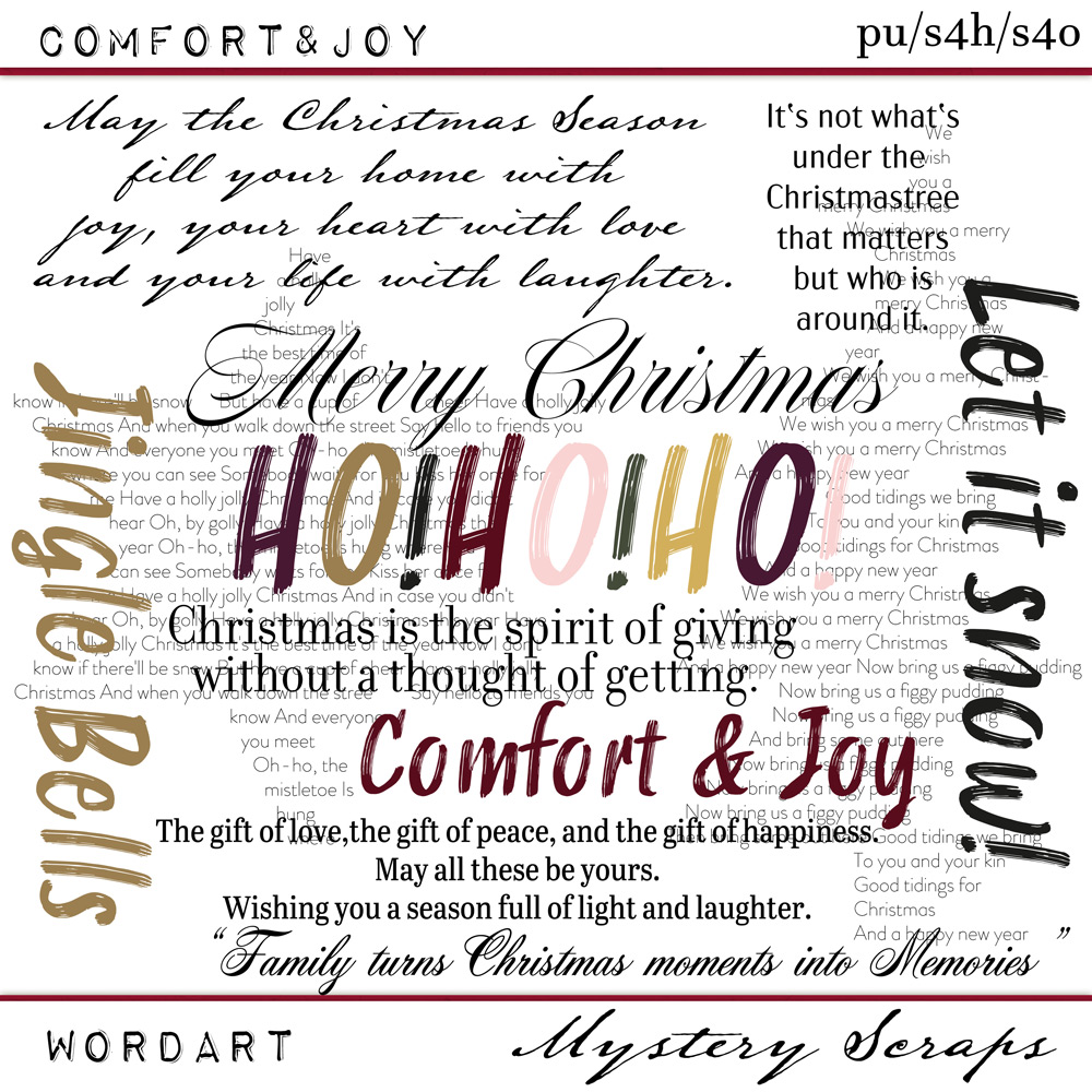 Comfort and Joy Wordart by Mystery Scraps