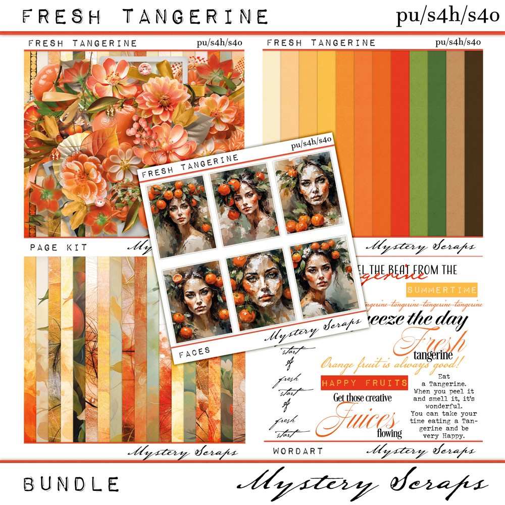 Fresh Tangerine Bundle by Mystery Scraps