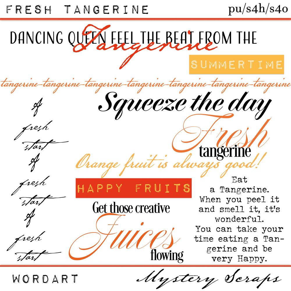 Fresh Tangerine Wordart by Mystery Scraps