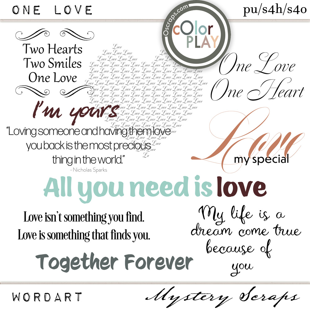 One Love Wordart by Mystery Scraps 