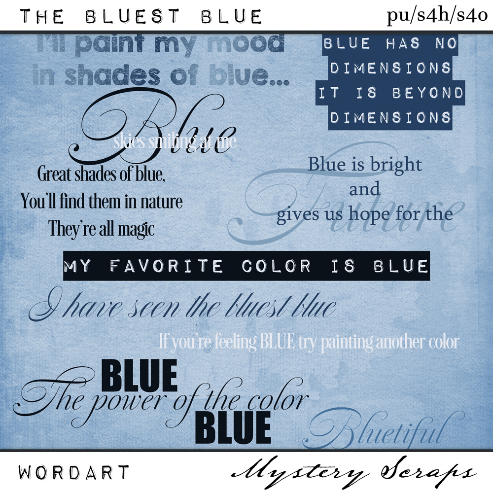 The Bluest Blue Wordart by Mystery Scraps