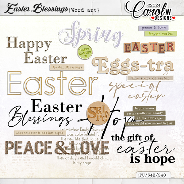 Easter Blessings-Word art