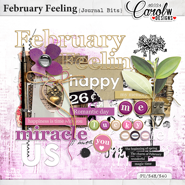 February Feeling-Journal Bits and word art