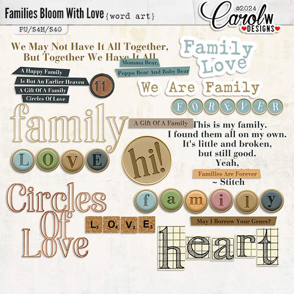 Families Bloom With Love-Word art