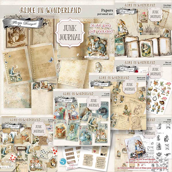 Download Junk Journal Alice In Wonderland Bundle Pu By Florju Designs