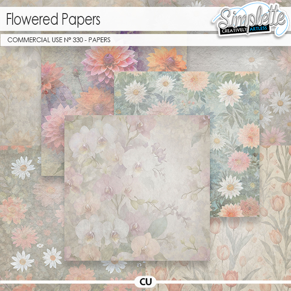 Flowered papers (CU papers ) 330 by Simplette