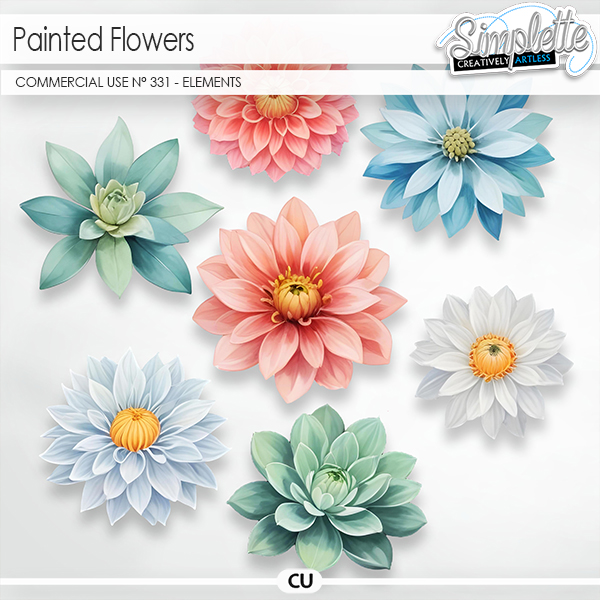 Painted Flowers (CU elements) 331 by Simplette