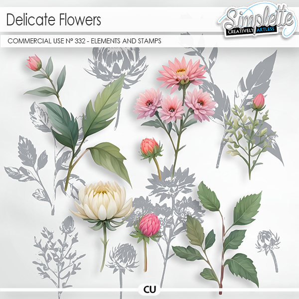 Delicate Flowers (CU elements and stamps) 332 by Simplette