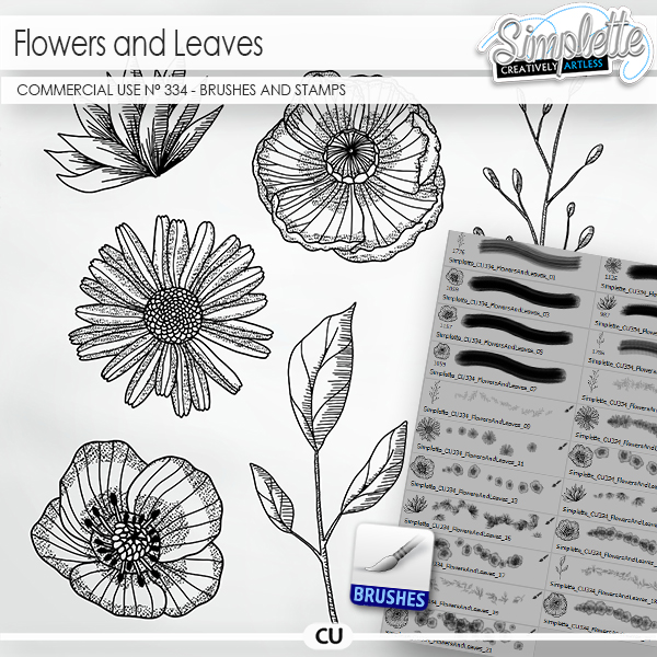 Flowers and Leaves (CU stamps and brushes) 334 by Simplette