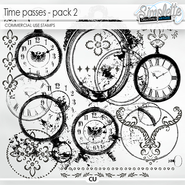 Time passes (CU stamps) pack 2 by Simplette | Oscraps