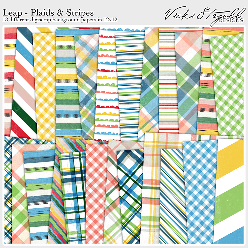 Leap Plaid and Striped Papers by Vicki Stegall