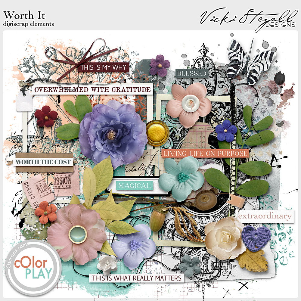 Worth It Digital Scrapbook Elements by Vicki Stegall