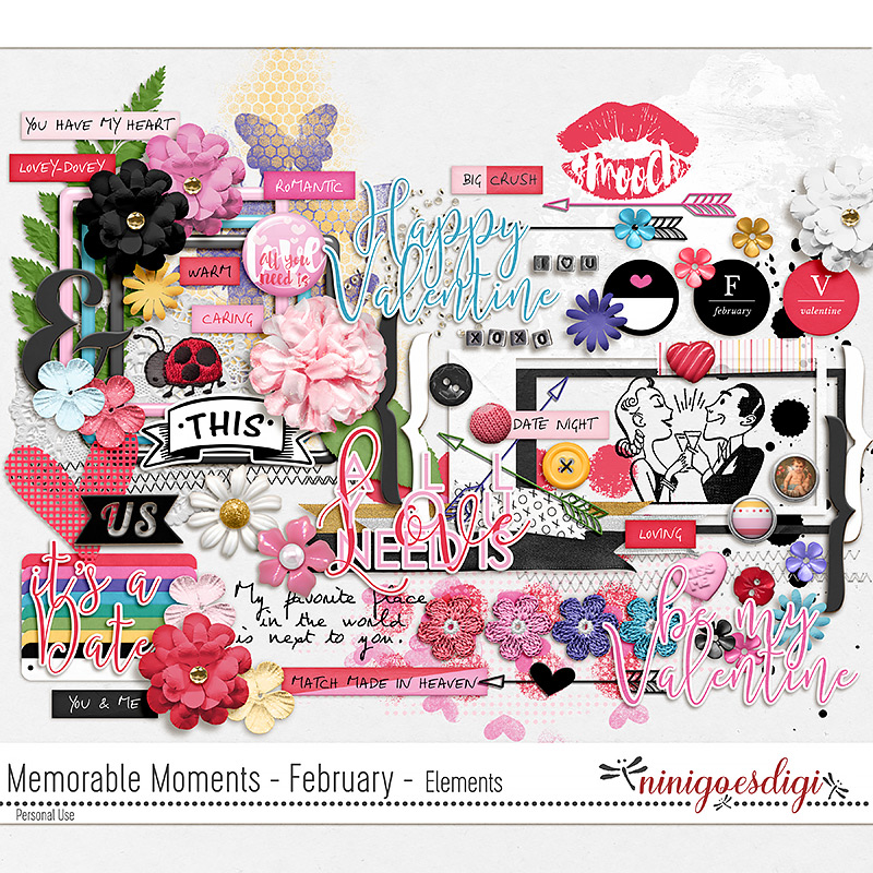 Memorable Moments February Elements by ninigoesdigi