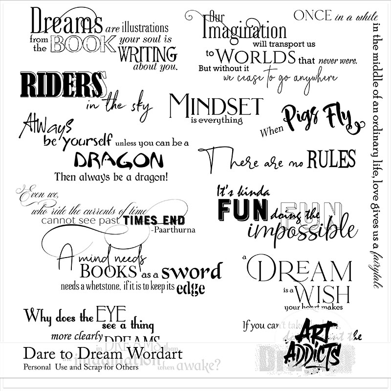 Dare to Dream Wordart and Brushes