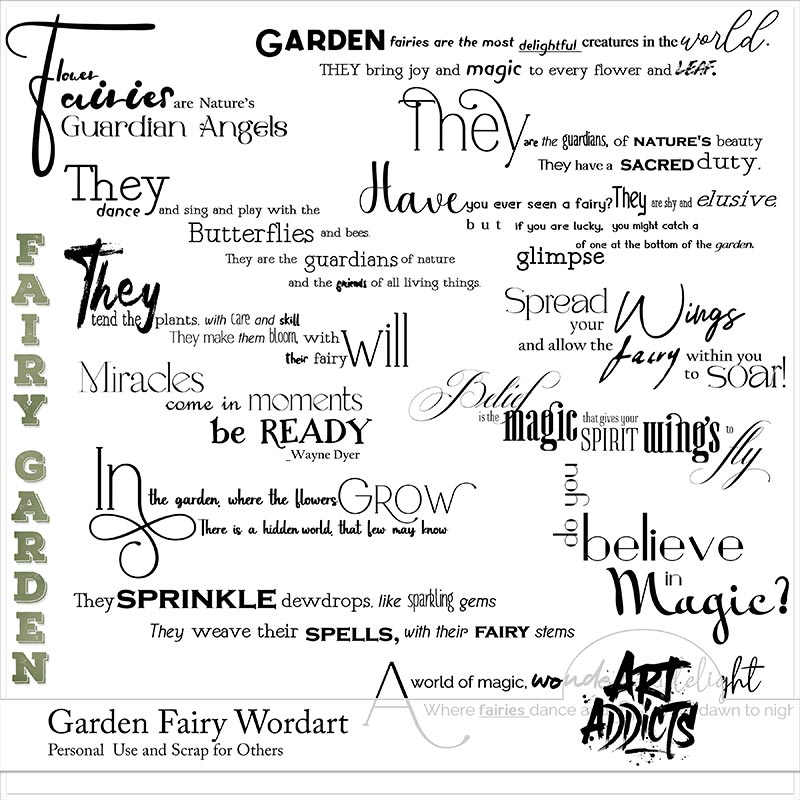 Garden Fairy Wordart and Brushes