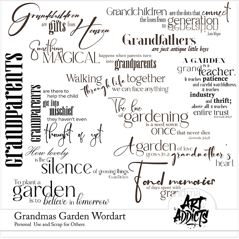 Grandmas Garden Wordart and Brushes