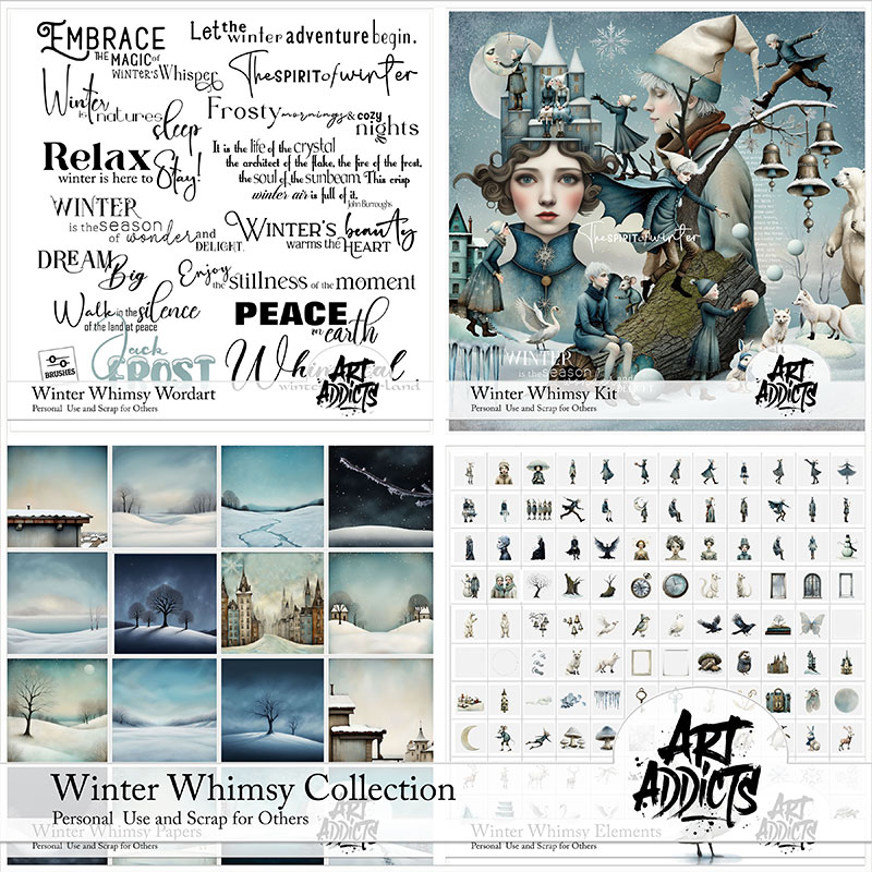 Winter Whimsy Digital Art Collection