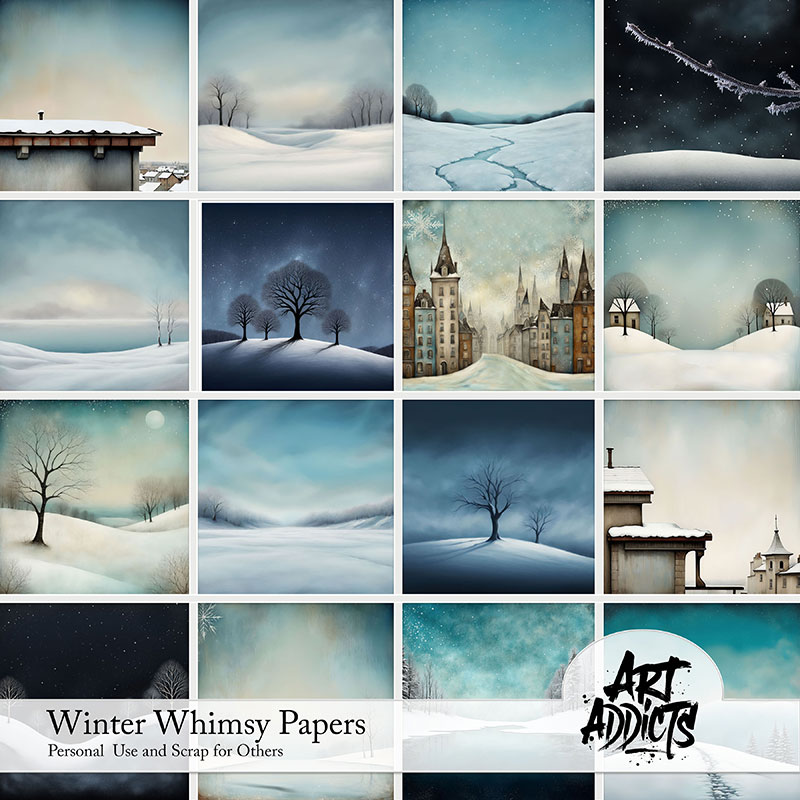 Winter Whimsy Digital Art Papers