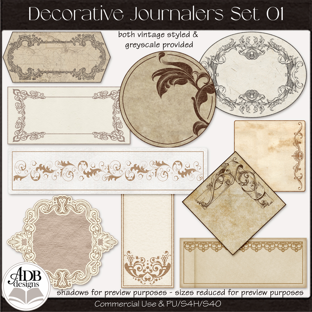 Heritage Resource Decorative Journalers Set 01 by ADB Designs CU/PU