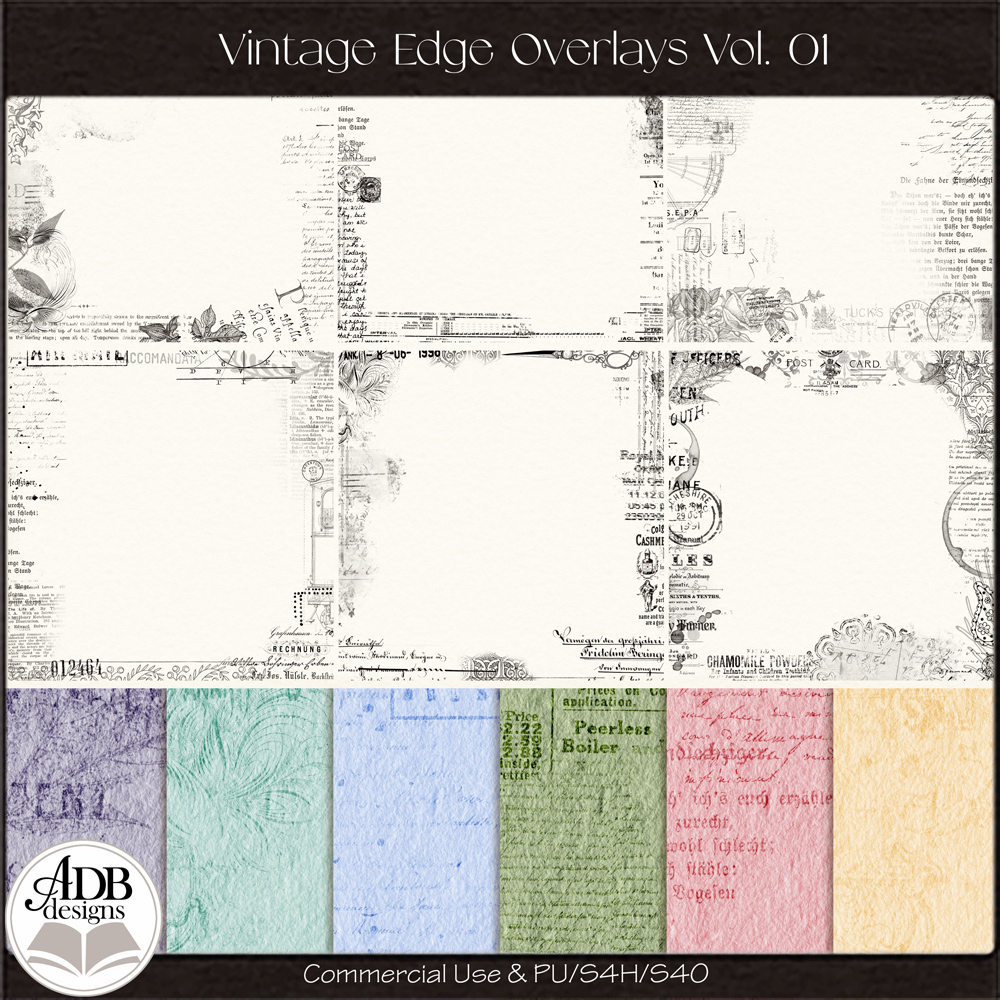 Vintage Edge Overlays Vol 01 by ADB Designs CU/PU