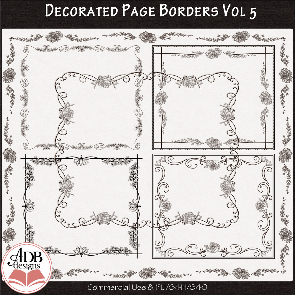 Heritage Resource Decorative Page Borders Vol 05 by ADB Designs CU/PU