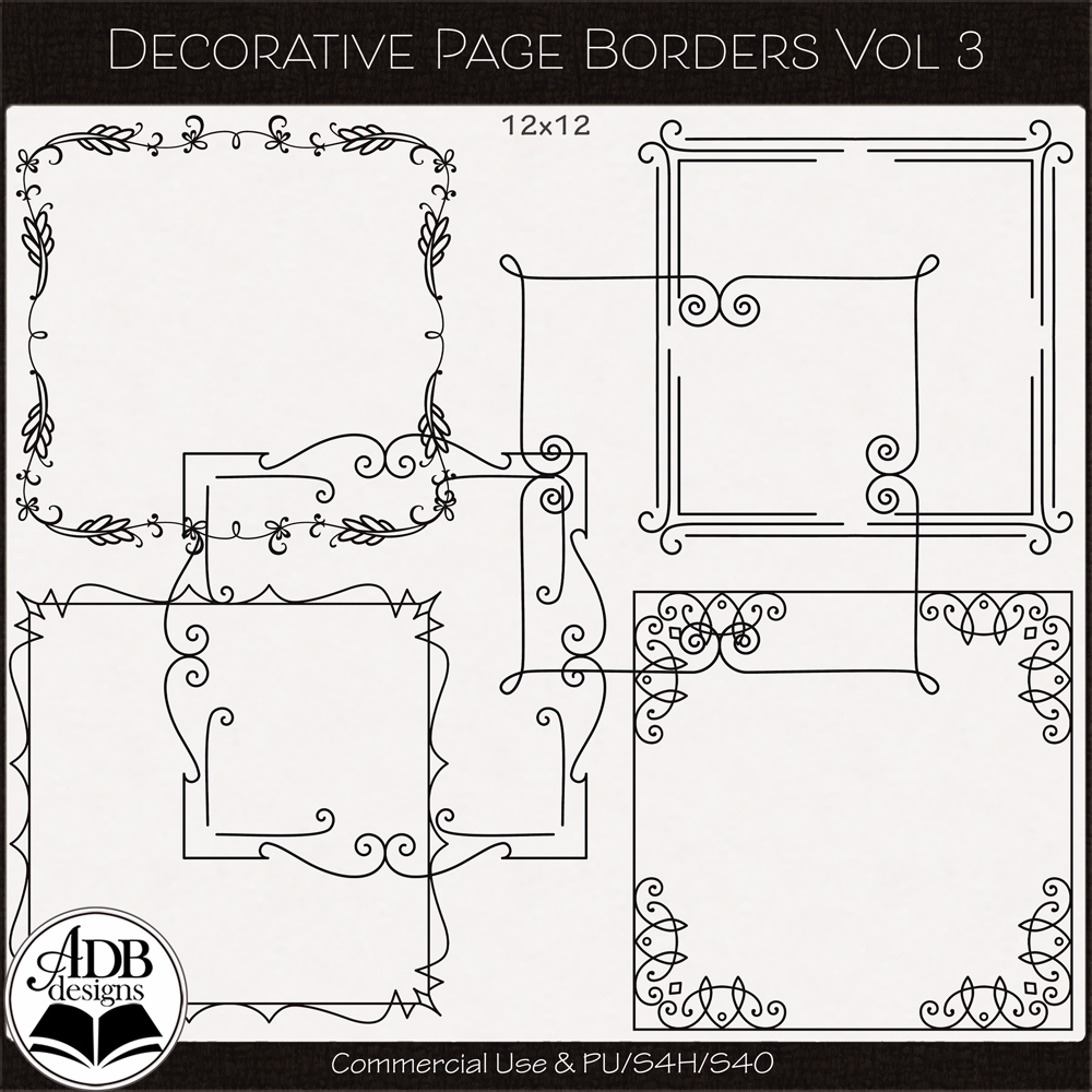 Heritage Resource Decorative Page Borders Vol 03 by ADB Designs CU/PU