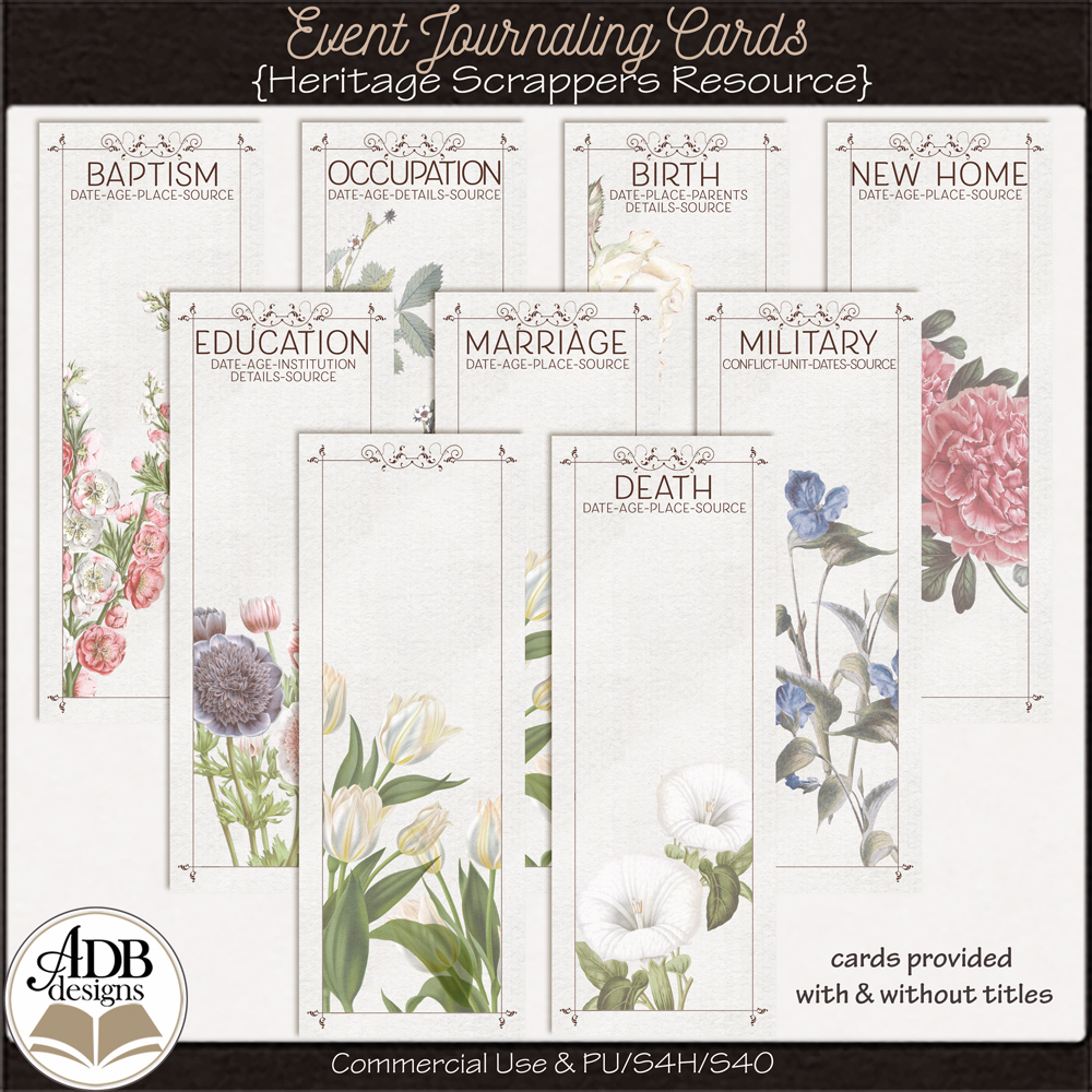 Heritage Resource Event Journal Cards by ADB Designs CU/PU