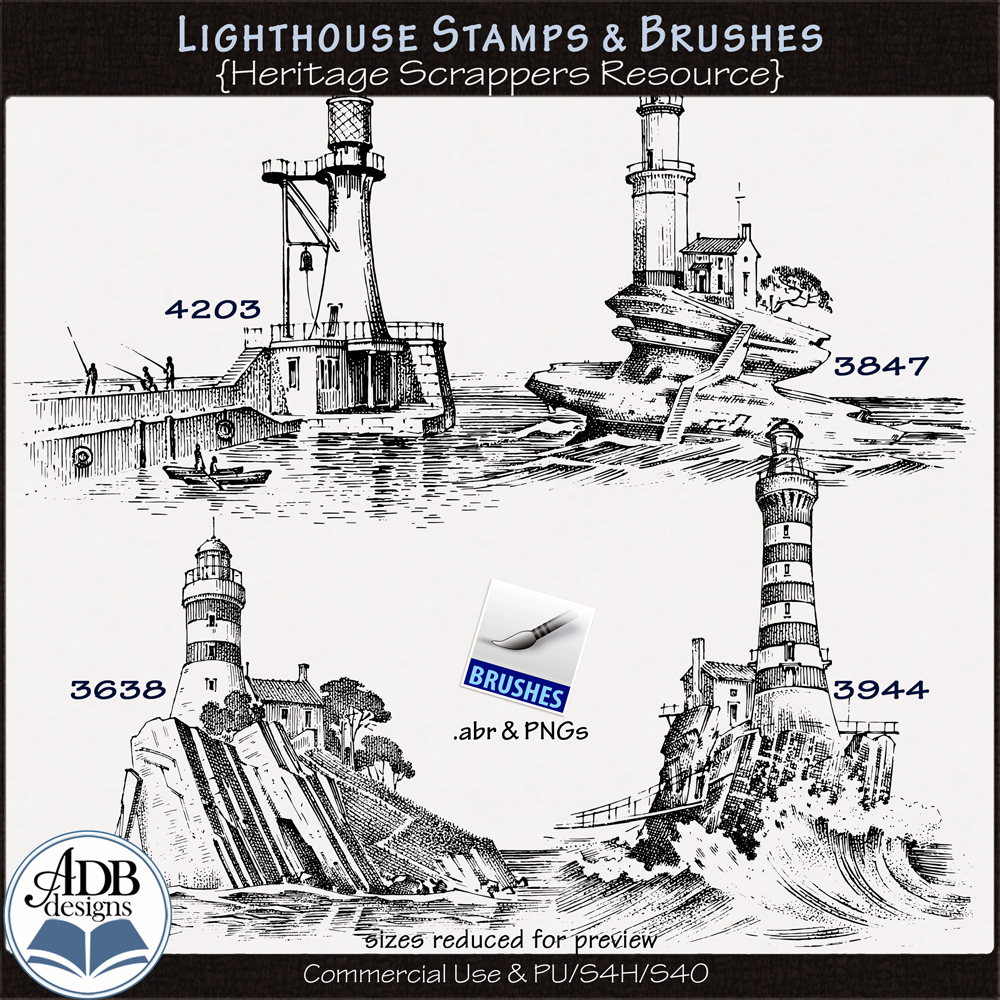 Lighthouse Stamps & Brushes by ADB Designs CU/PU