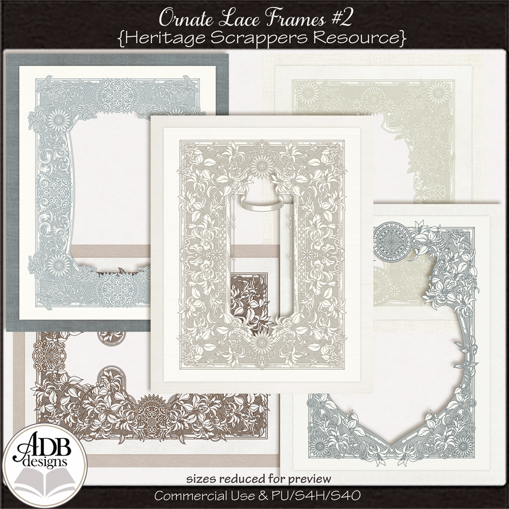 Heritage Resource Ornate Frames Set 2 by ADB Designs CU/PU