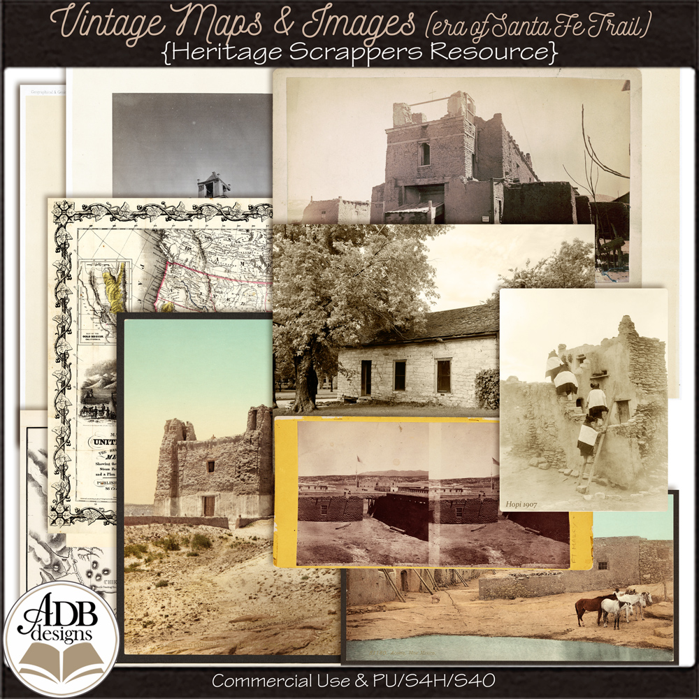 Heritage Resource Vintage Maps and Images Era of the Santa Fe Trail by ADB Designs CU/PU