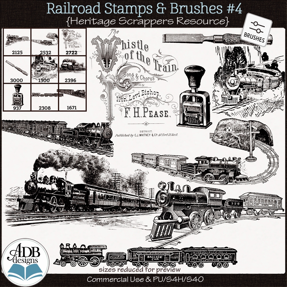 Heritage Resource Vintage Railroad Stamps Vol 4 by ADB Designs CU/PU