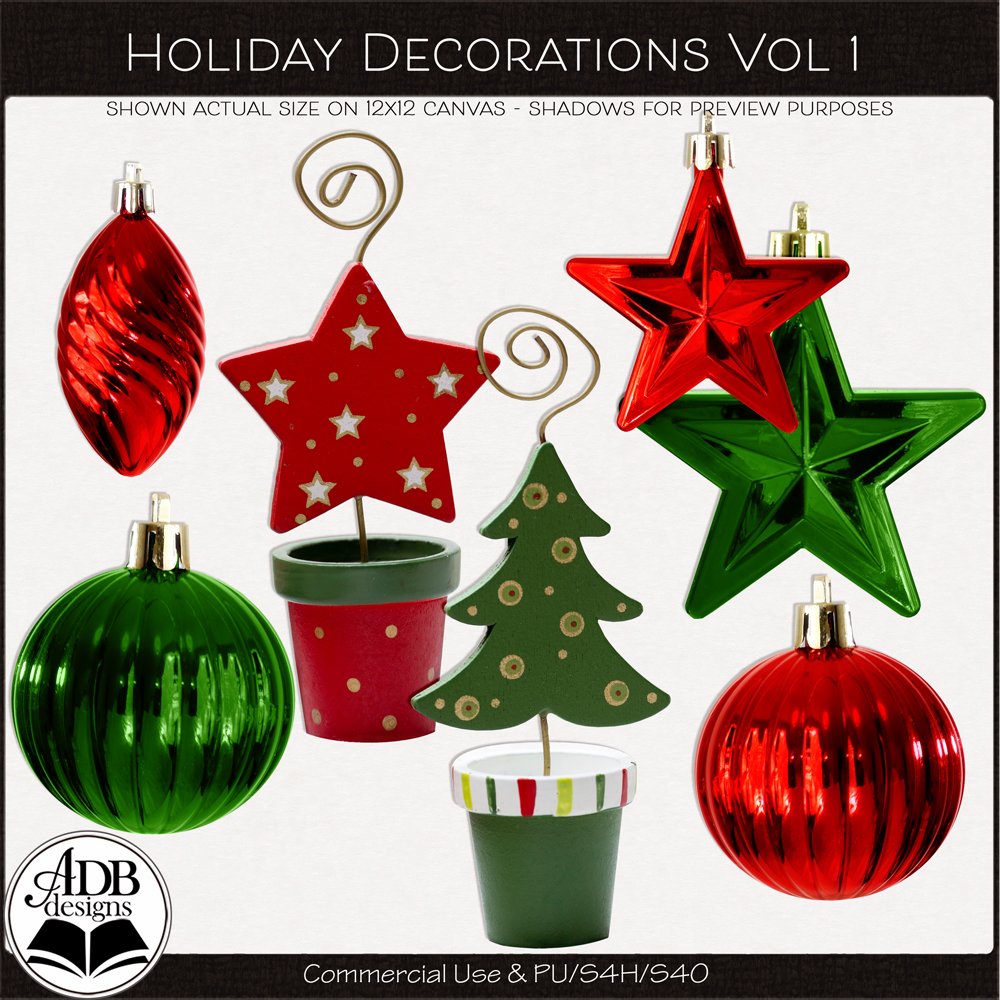 Holiday Decorations Vol 1 by ADB Designs CU/PU