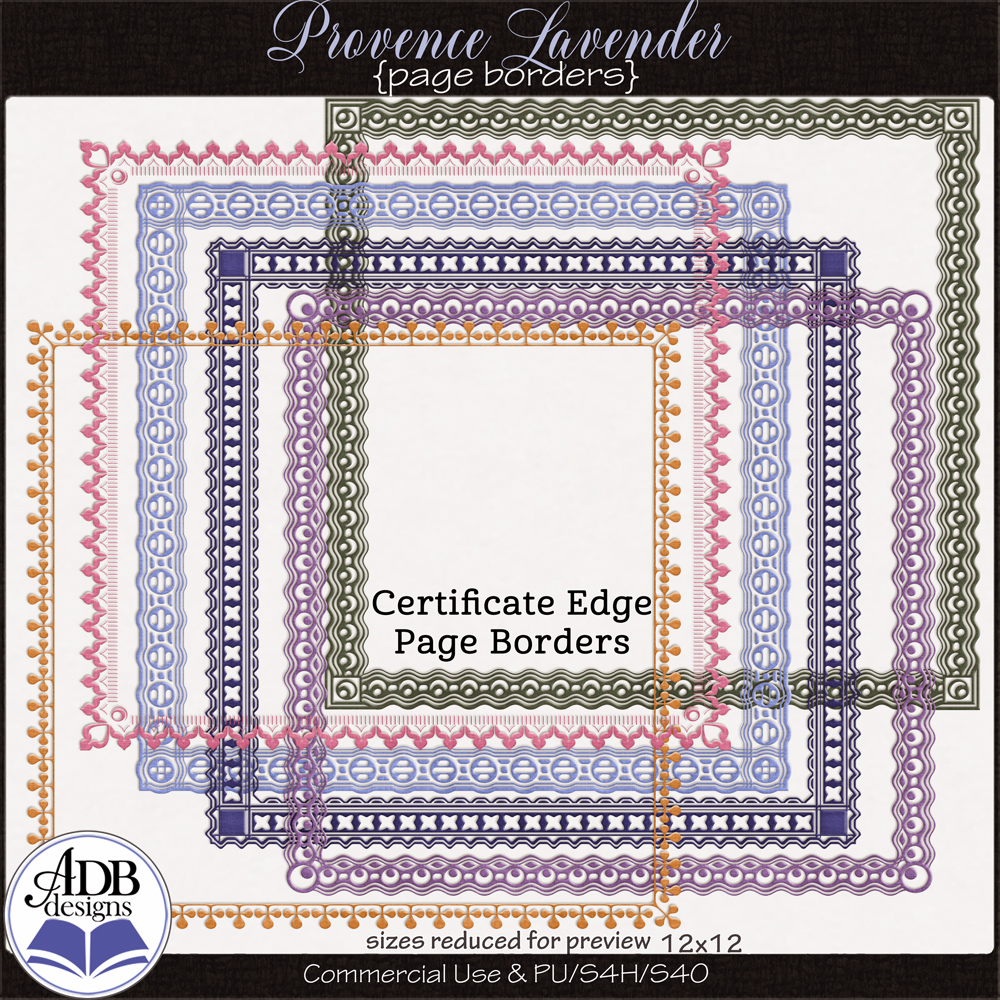 Provence Lavender Page Borders by ADB Designs CU/PU