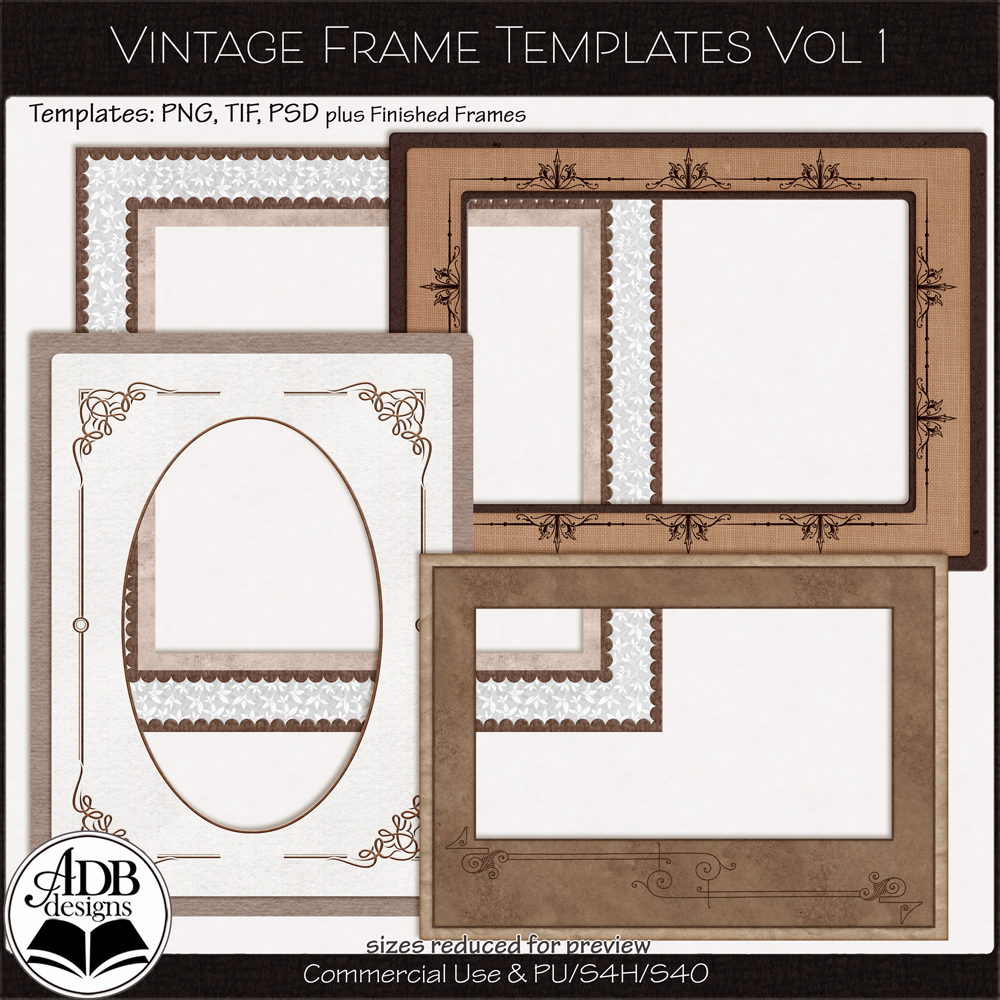 Heritage Resource Vintage Frame Templates Vol 01 by ADB Designs CU/PU