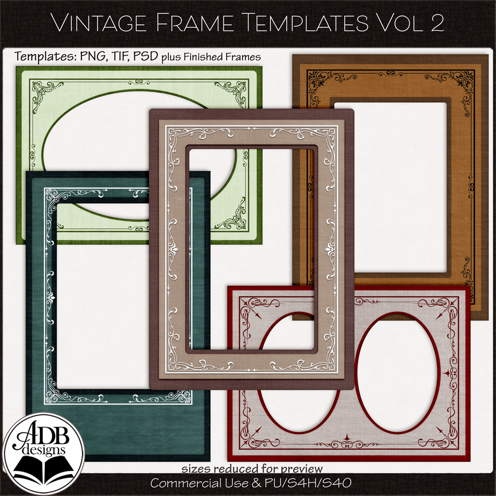 Heritage Resource Vintage Frame Templates Vol 02 by ADB Designs CU/PU