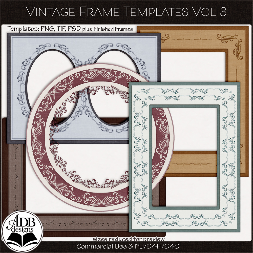 Heritage Resource Vintage Frame Templates Vol 03 by ADB Designs CU/PU