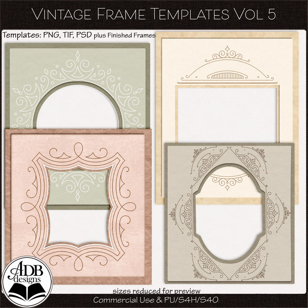 Heritage Resource Vintage Frame Templates Vol 05 by ADB Designs CU/PU