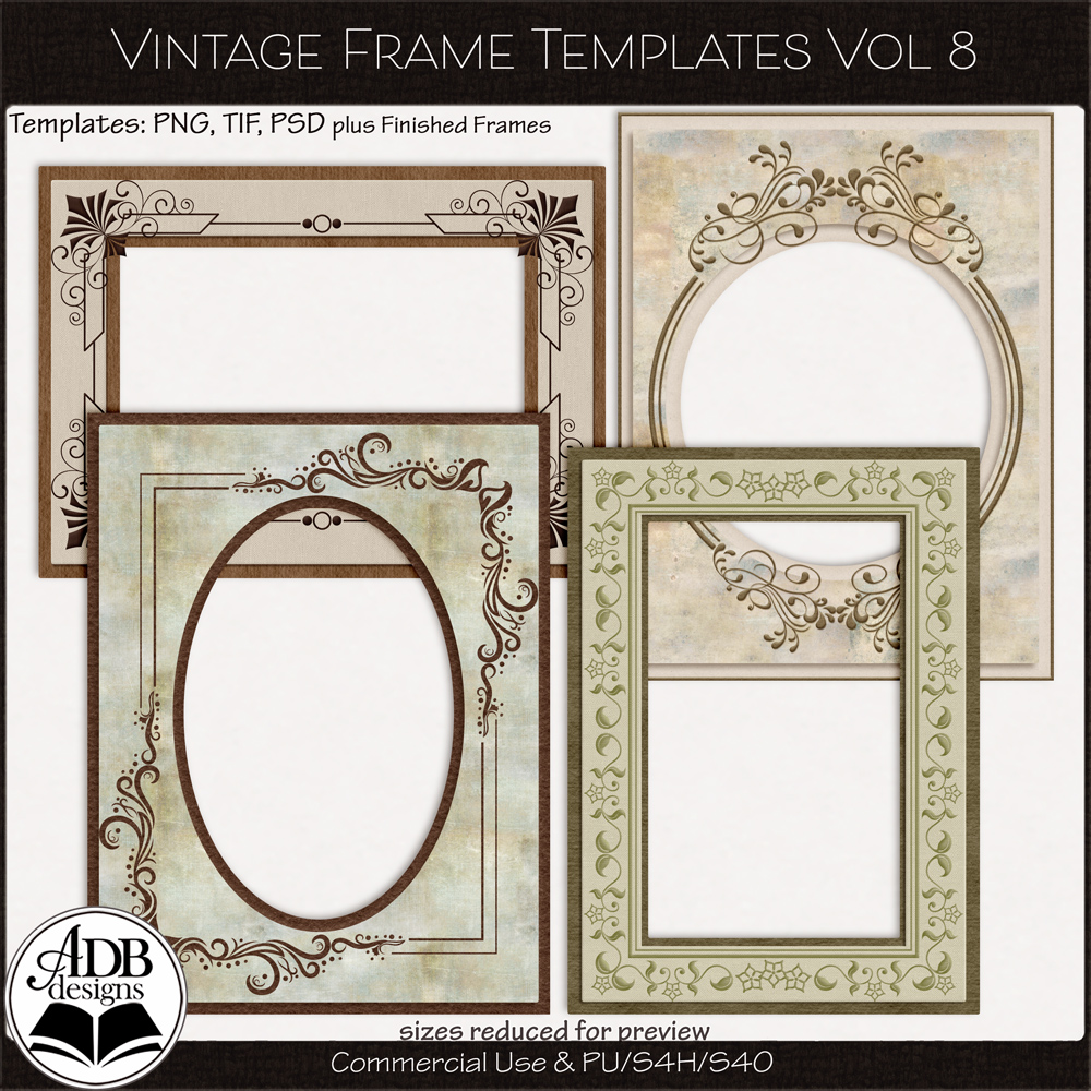 Heritage Resource Vintage Frame Templates Vol 08 by ADB Designs CU/PU