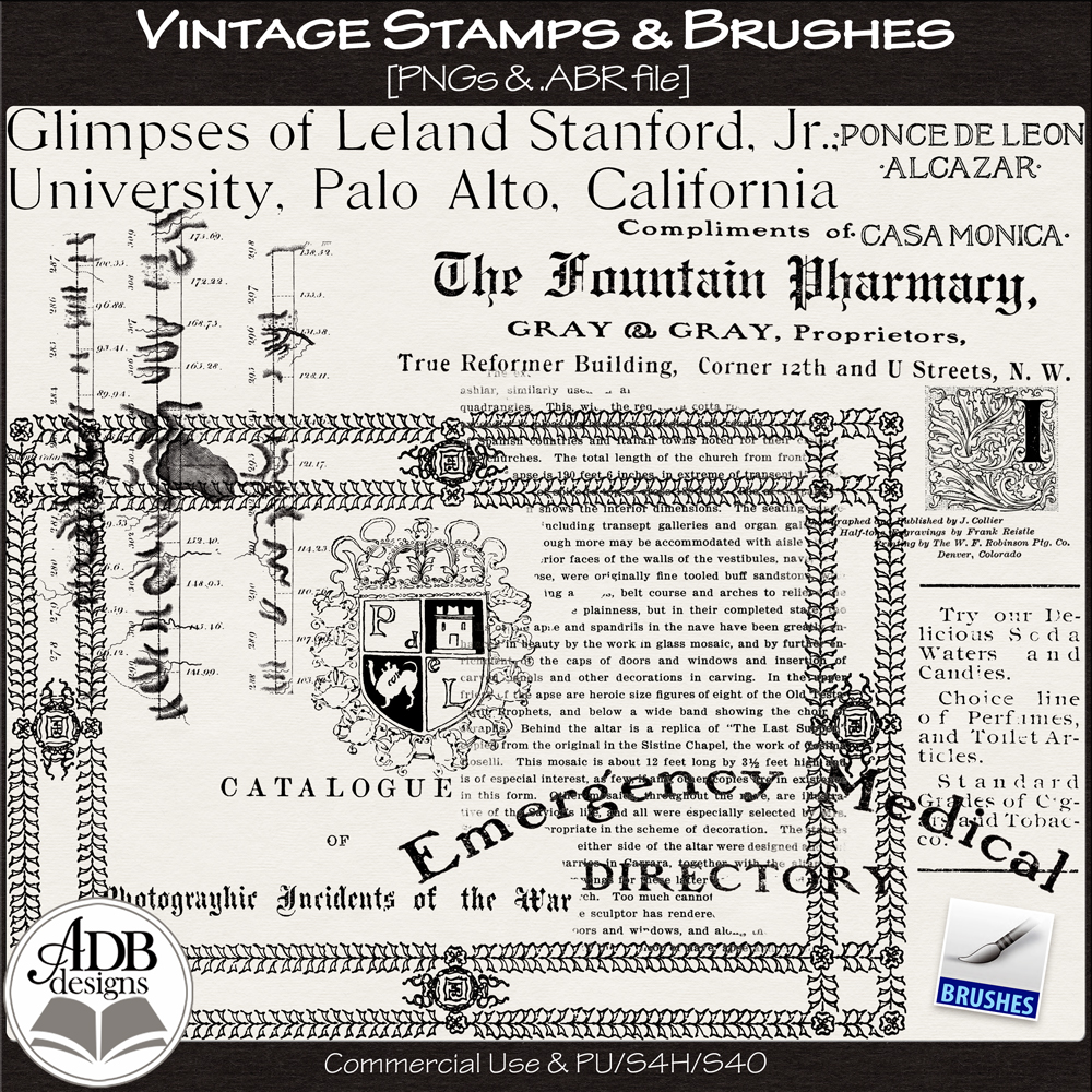 Heritage Resource Vintage Stamps & Brushes by ADB Designs CU/PU