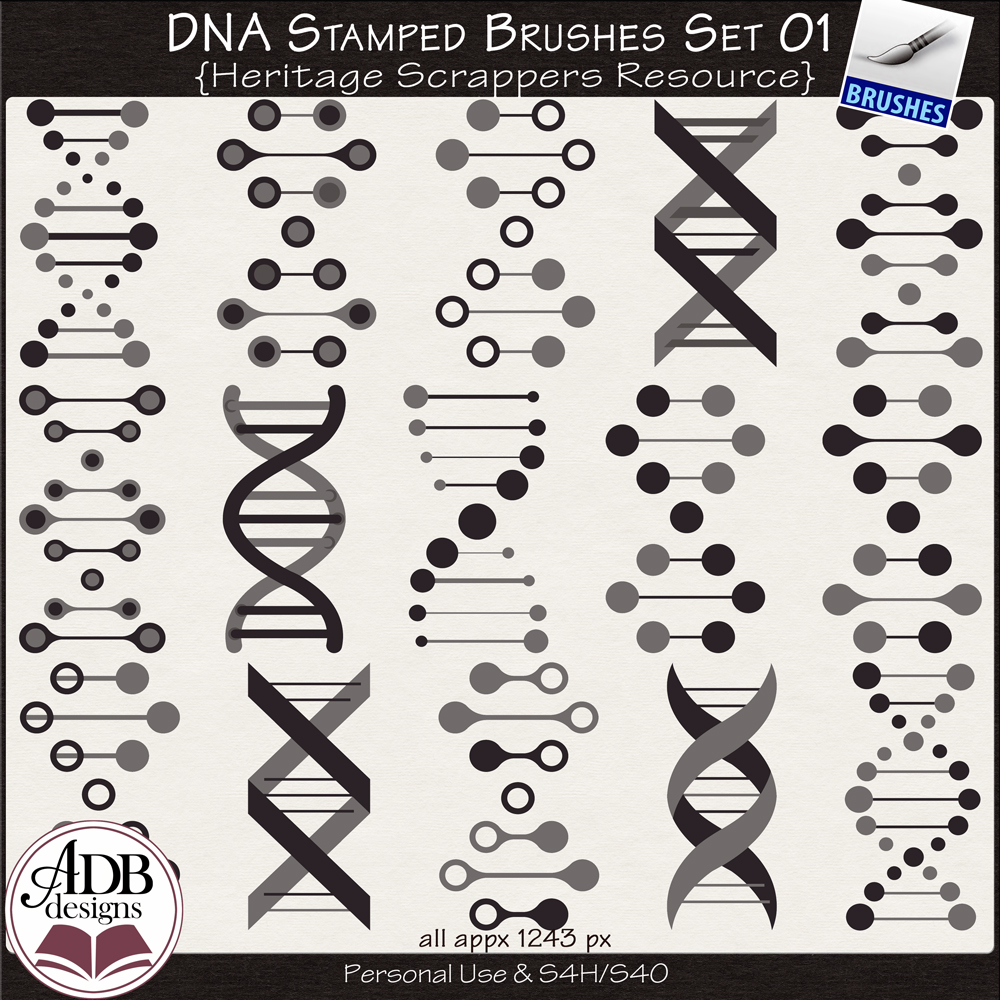 Heritage Resource DNA Stamped Brushes Set 01 by ADB Designs