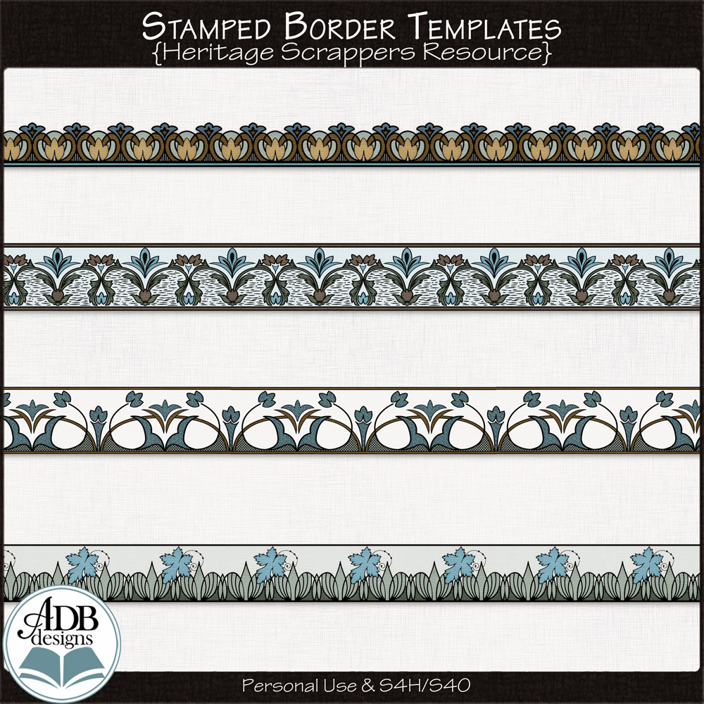 Heritage Resource Stamped Border Templates by ADB Designs CU//PU